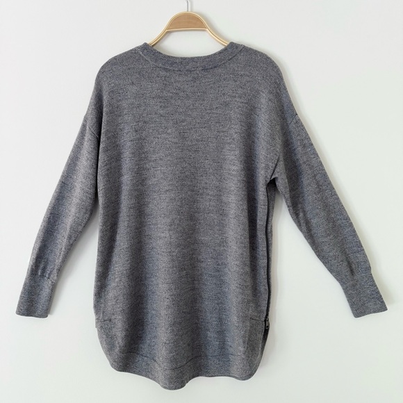 Ann Taylor 100% Wool Long Line Sweater Tunic in Marled Gray, Size L, EUC - Picture 9 of 12